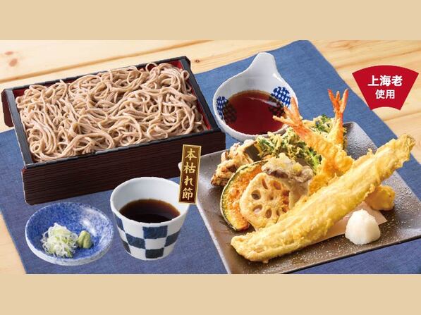 上海老と一本穴子天せいろそば