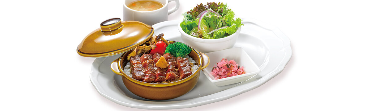【平日ランチ限定】黒毛和牛ステーキご飯ランチ（サラダ・漬物・スープ付）