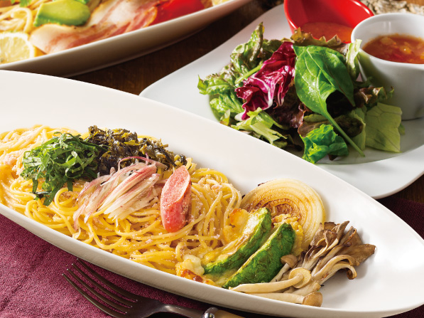 発酵バター香る炙りたらこの和風パスタ（サラダ・スープ付）