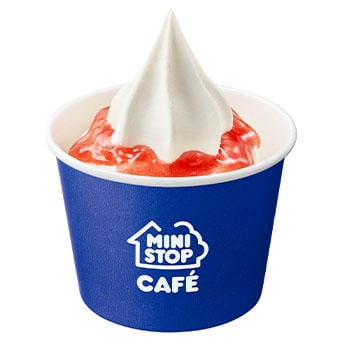 カップソフト バニラ&いちごソース
