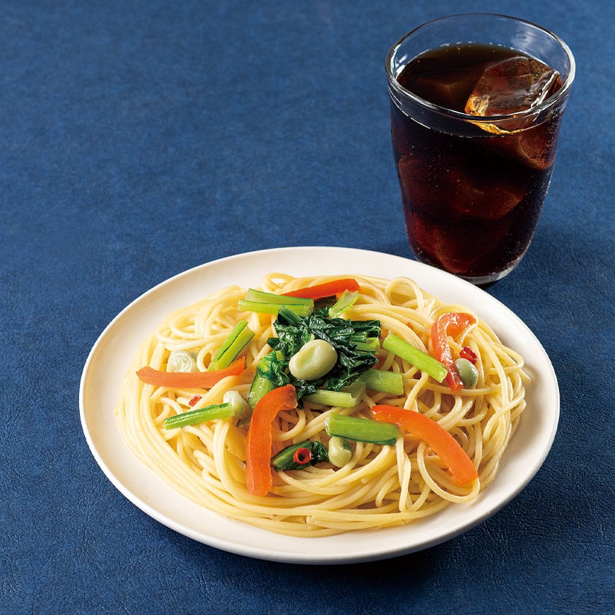 彩り野菜と利尻昆布だしの和風ペペロンチーノ セット