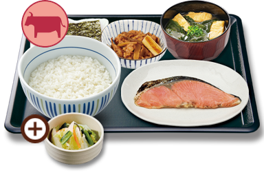 銀鮭牛小鉢朝食