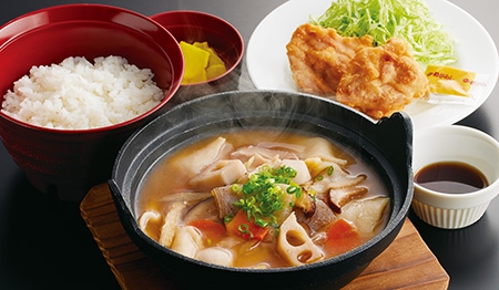 大分名物だんご汁定食(とり天付)