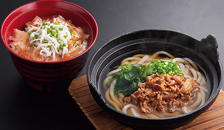 特製かしわうどんと釜揚げしらす丼定食
