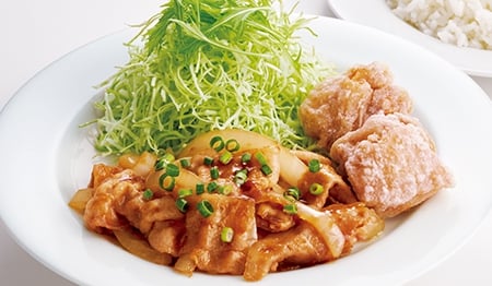 しょうが焼き&唐揚げ