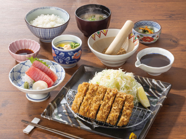 柔らかひれかつ刺身御膳