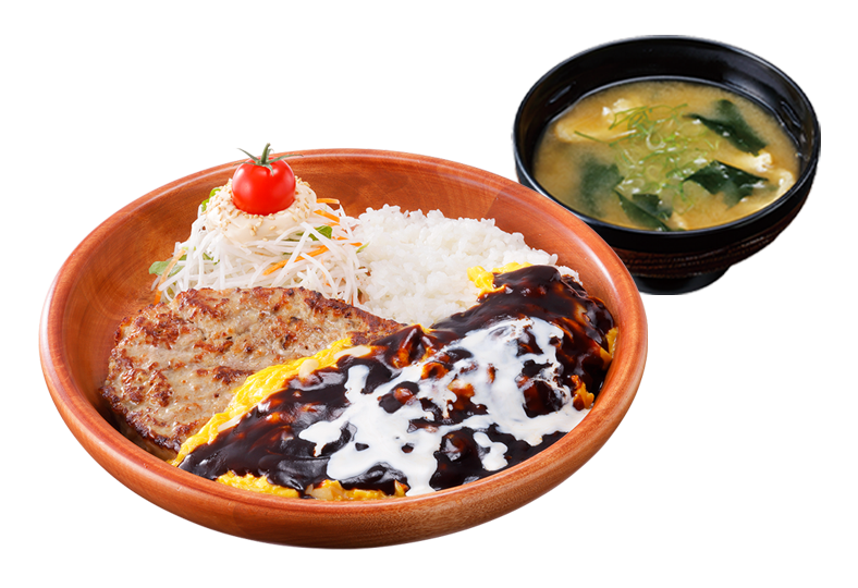 オムデミチーズバーグディッシュランチ（みそ汁付）
