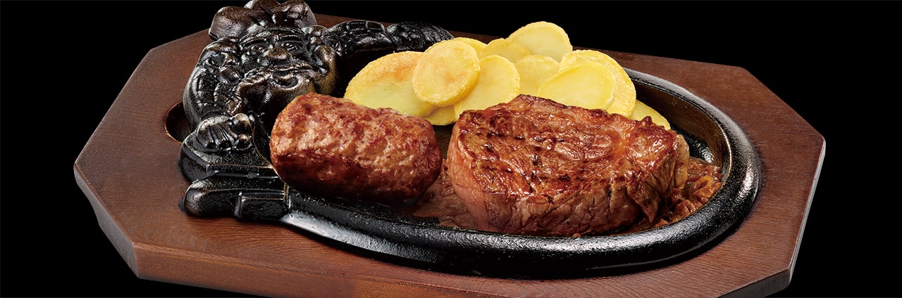 ブロンコおじさんのこだわり炭焼きがんこハンバーグ&炭焼きオーシャンビーフサーロインステーキ