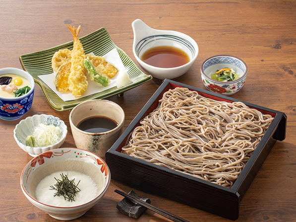 お昼の天せいろとろろそば定食［冷］