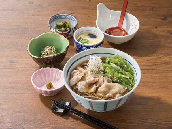 豚肉と水菜のハリハリそば定食［温］