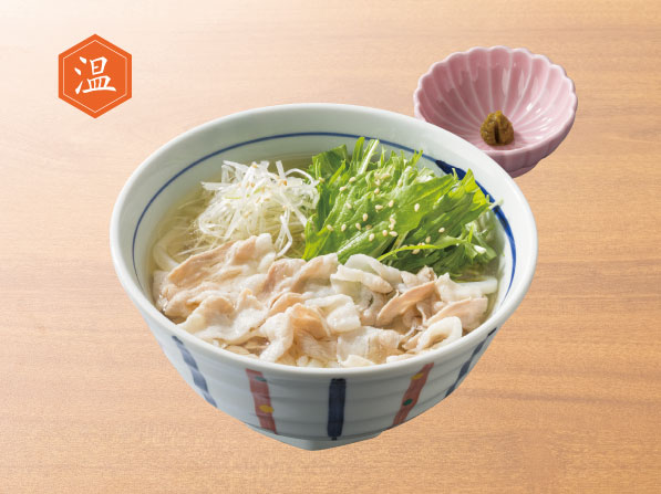豚肉と水菜のハリハリうどん［温］（ゆず胡椒付き）
