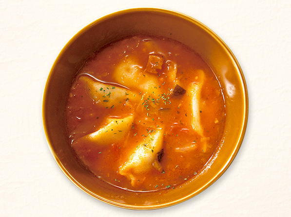 もちプチ水餃子のトマトスープ煮