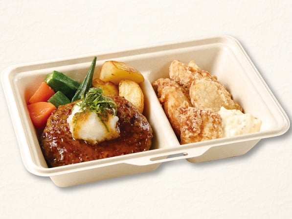 鶏竜田＆大葉おろしハンバーグセット（おかず）