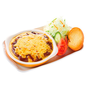 夜コメ　ハイ!チーズ!!プレート　チーズカリーグラタン（ドリンク注文時）