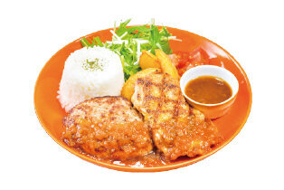 手ごね合挽きハンバーグ＆グリルチキンプレート