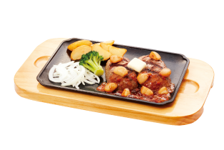 直火焼き粗挽きビーフ100%ガーリック大俵ハンバーグステーキ