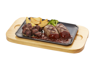 直火焼き粗挽きビーフ100%大俵ハンバーグステーキ&乱切りステーキ