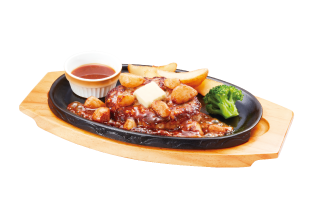ごろごろ揚げにんにくの手ごねハンバーグ