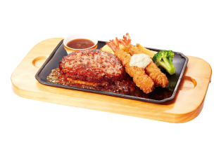 手ごねハンバーグ＆エビフライ