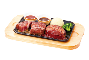 直火焼き厚切りリブロースステーキ&手ごねハンバーグ