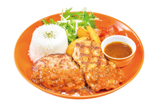 手ごね合挽きハンバーグ＆グリルチキンランチ