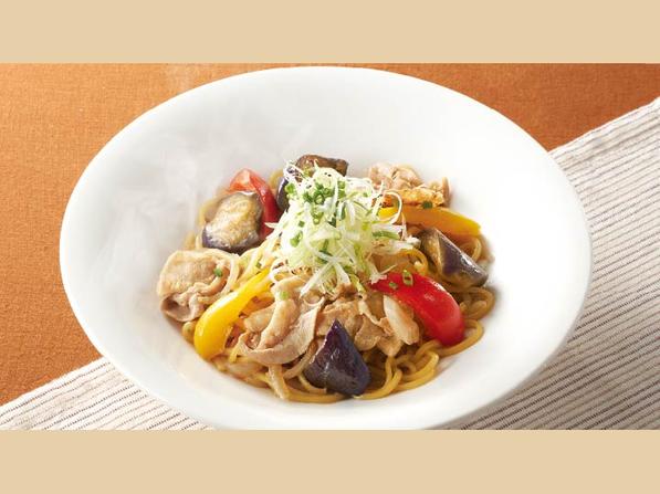 豚肉となすの和風ジンジャーパスタ
