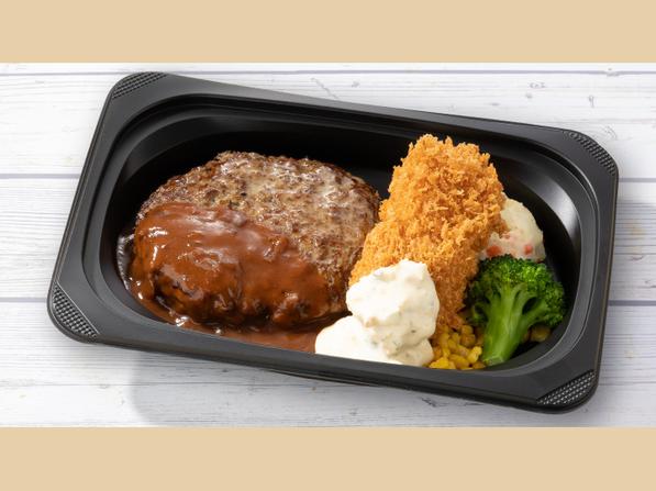 北海道産牛100％ハンバーグデミグラスソース＆かにクリーミーコロッケ